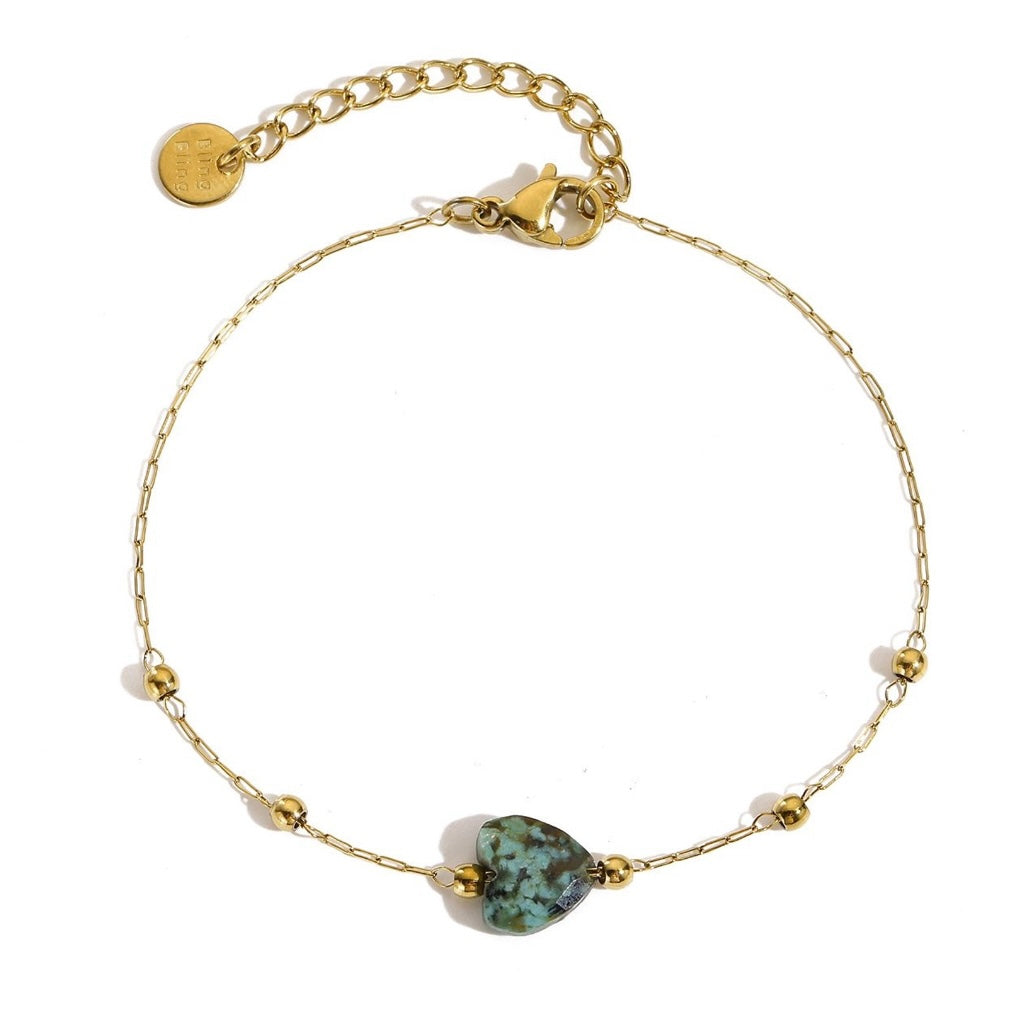 Bracciale pietra naturale - Cuore