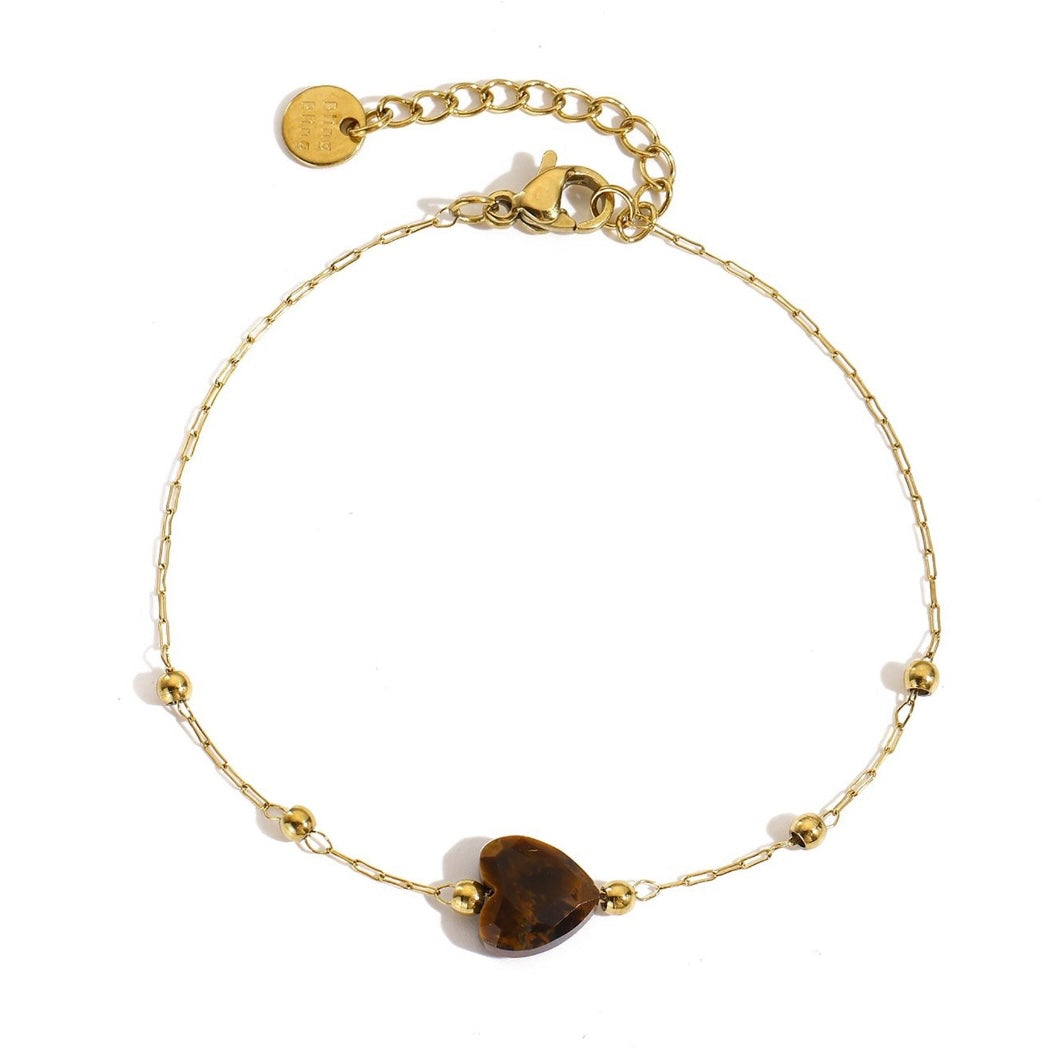 Bracciale pietra naturale - Cuore