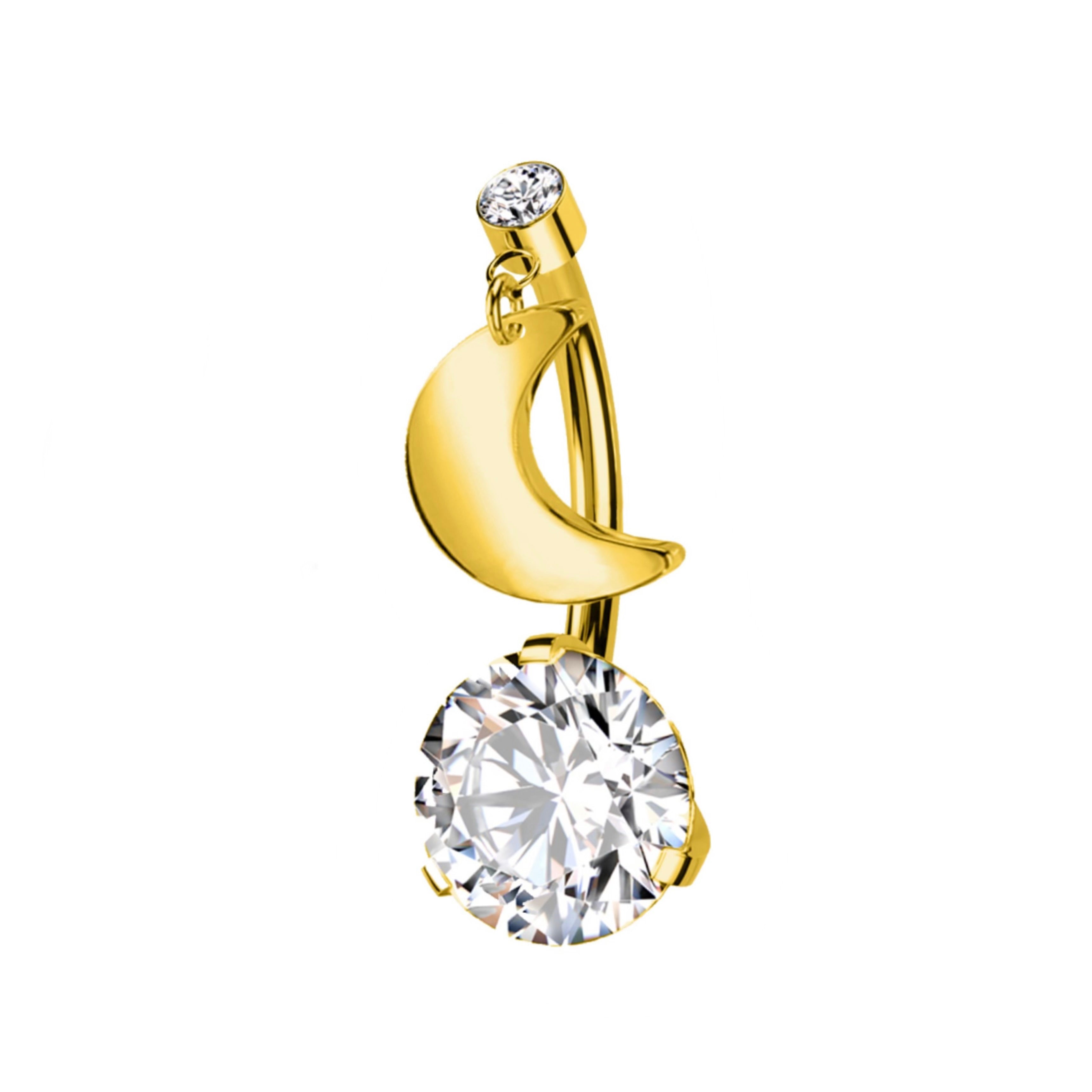 Piercing Ombelico Luna e Zircone