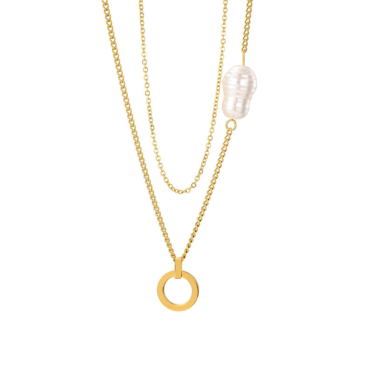 STOP&GO-Collana doppia perla irregolare