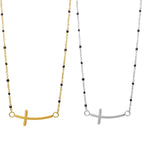 STOP&GO-Collana croce con pietre nere