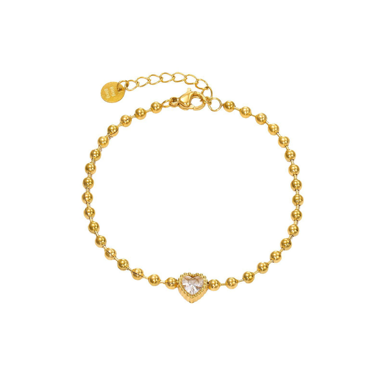 Bracciale a sfere zircone cuore