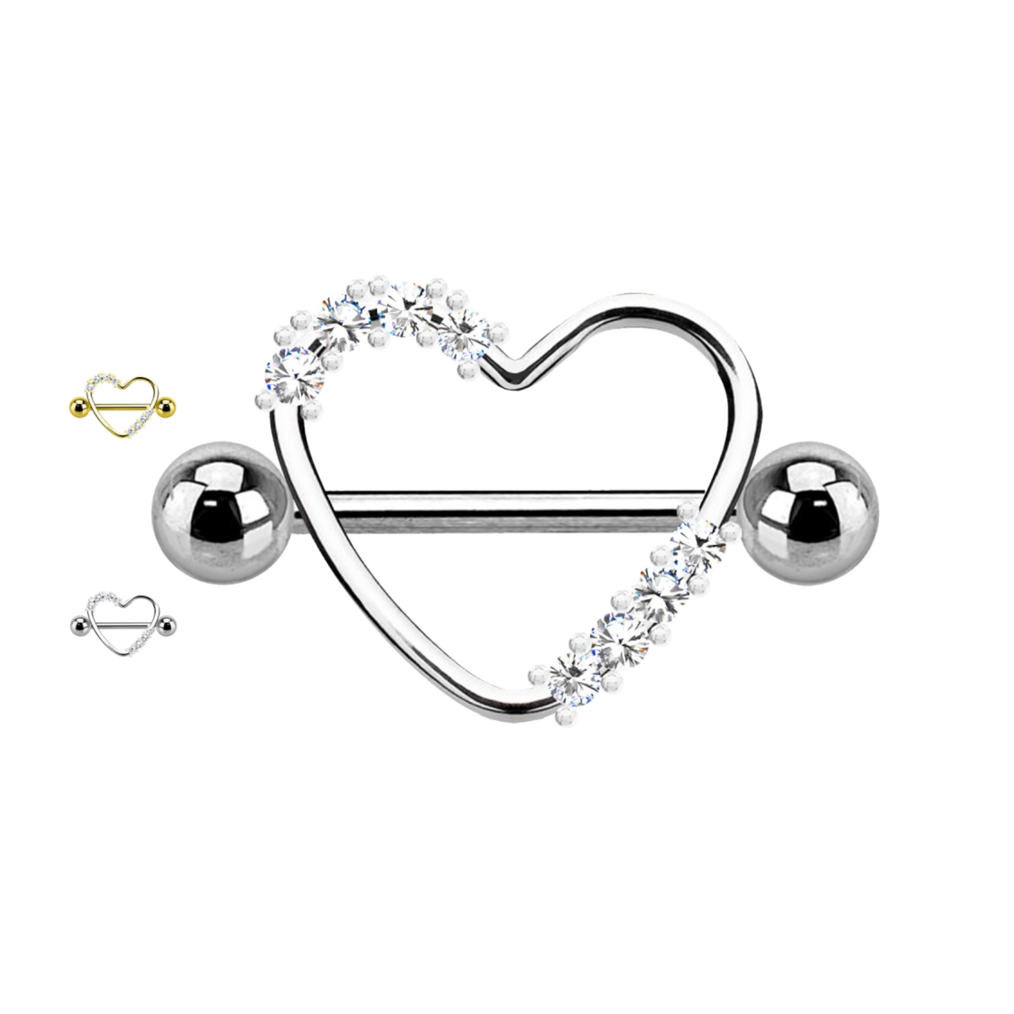 Piercing Nipple Cuore con Zirconi
