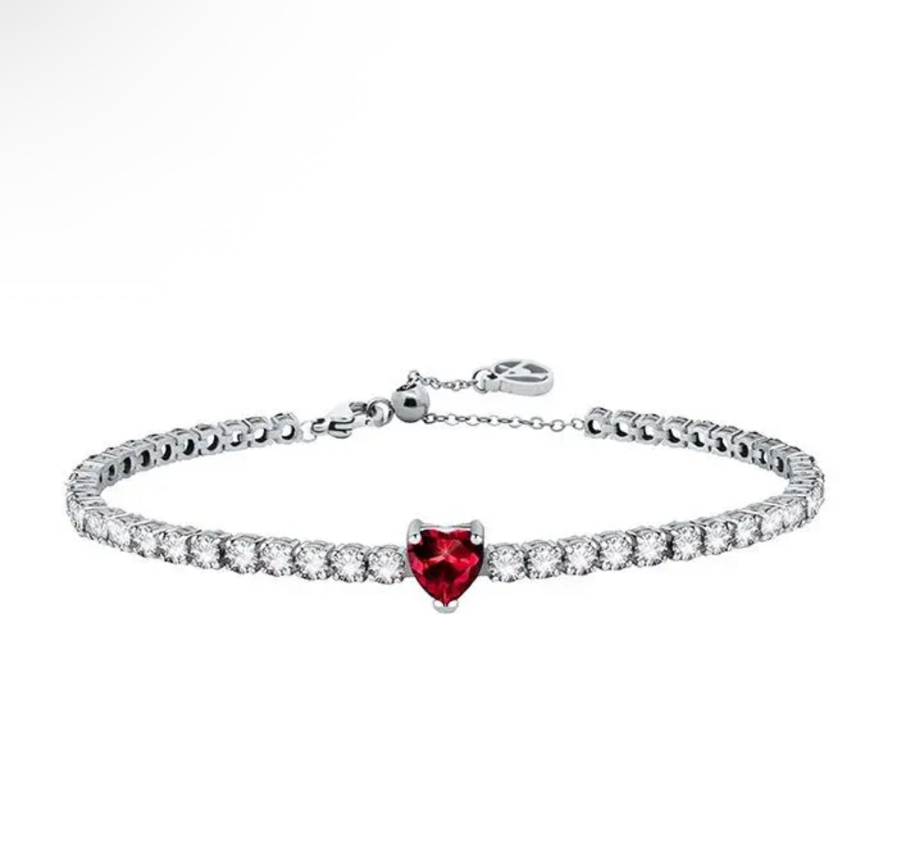 Bracciale tennis cuore con cursore