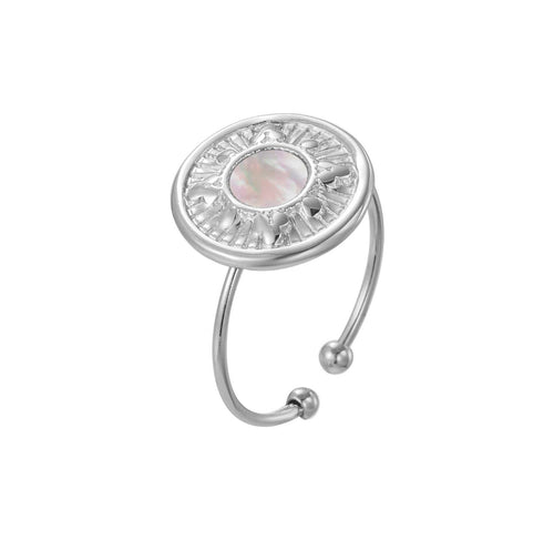 Anello aperto-medaglia con madreperla