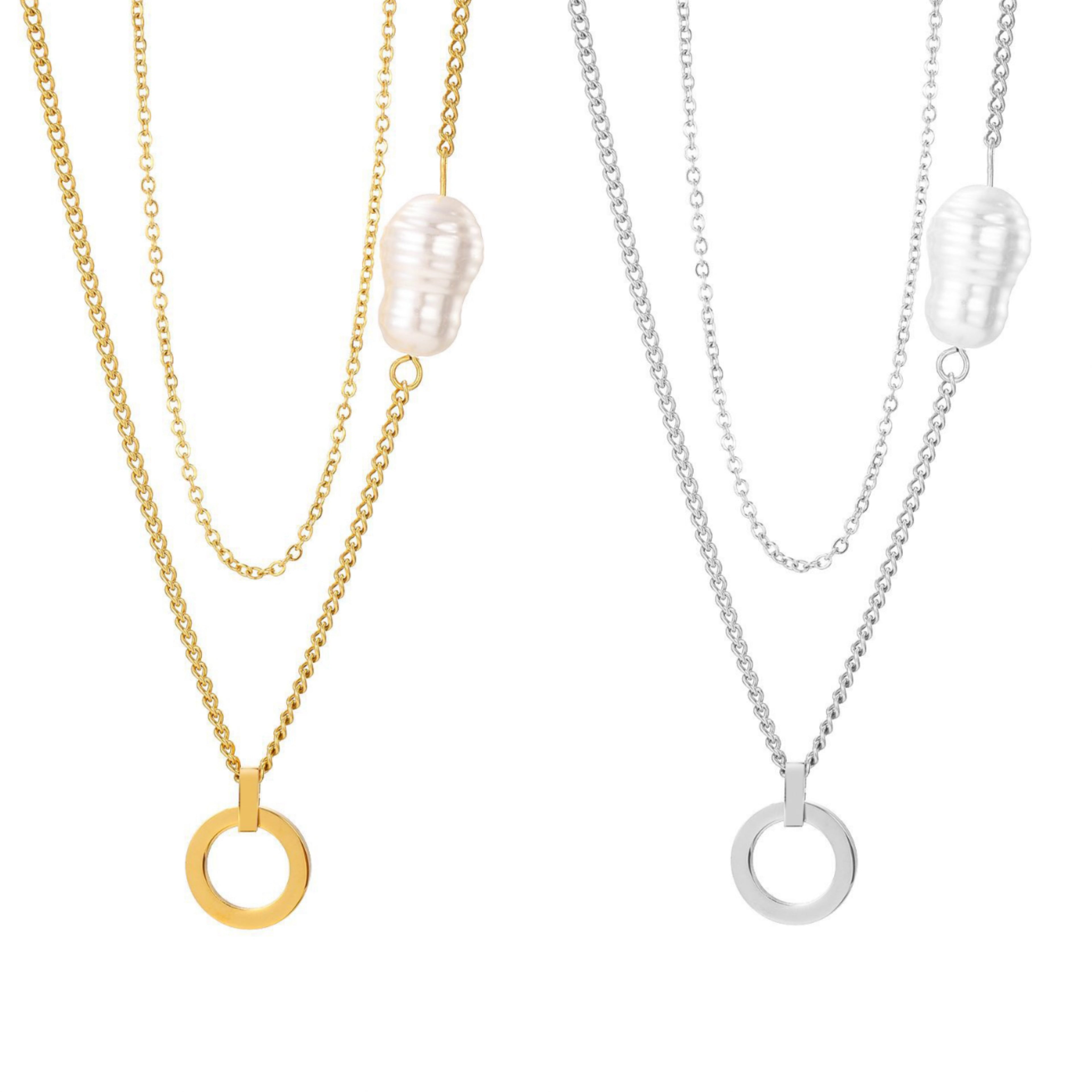 STOP&GO-Collana doppia perla irregolare