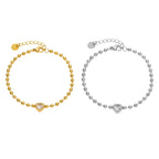Bracciale a sfere zircone cuore