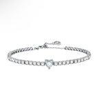 Bracciale tennis cuore con cursore