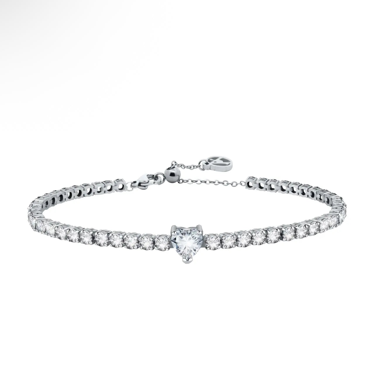 Bracciale tennis cuore con cursore