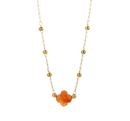 Collana pietra naturale - Quadrifoglio