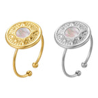 Anello aperto-medaglia con madreperla