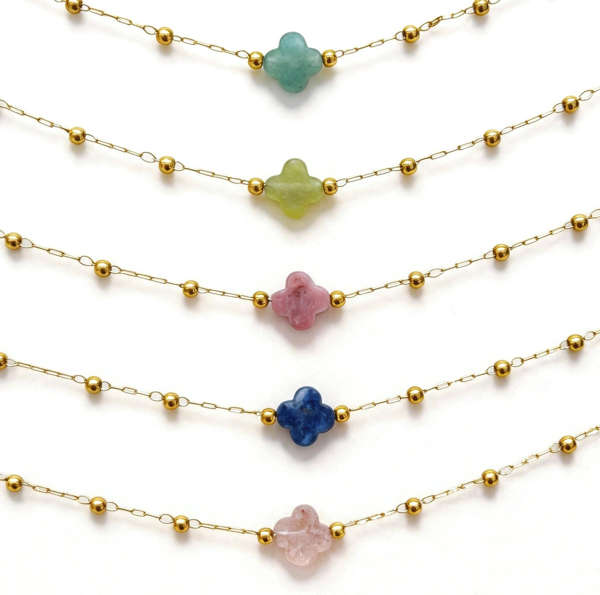 Collana pietra naturale - Quadrifoglio