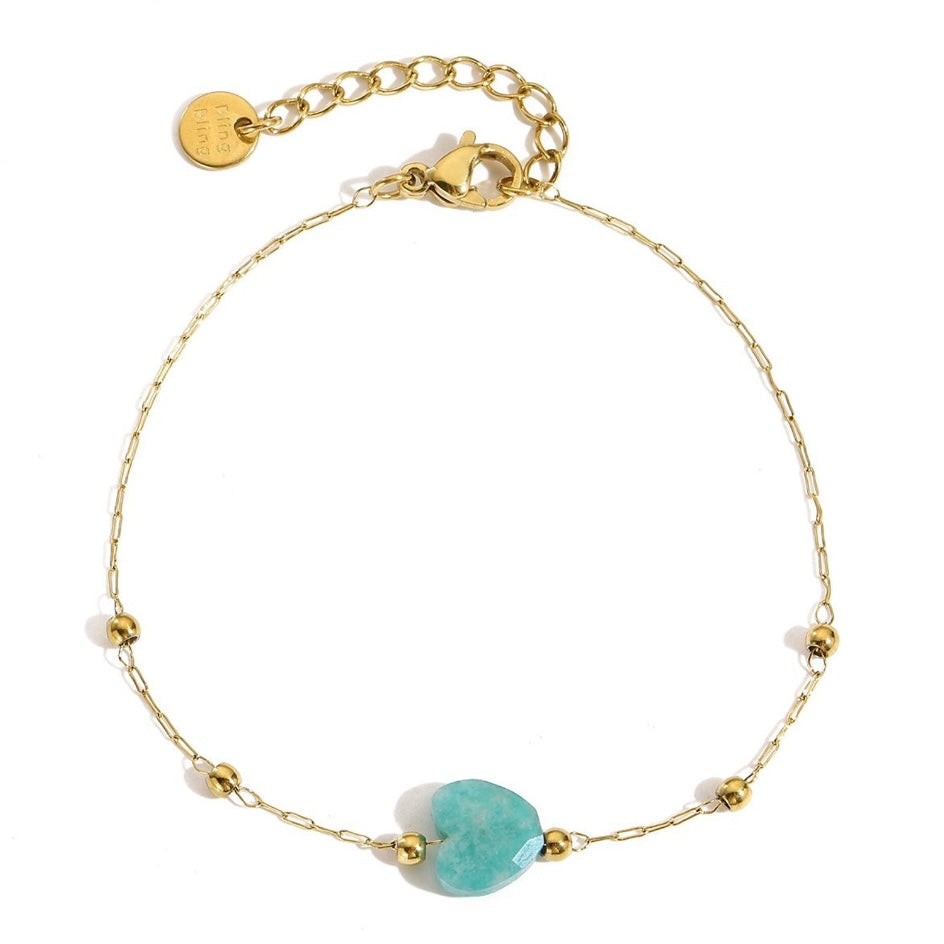 Bracciale pietra naturale - Cuore