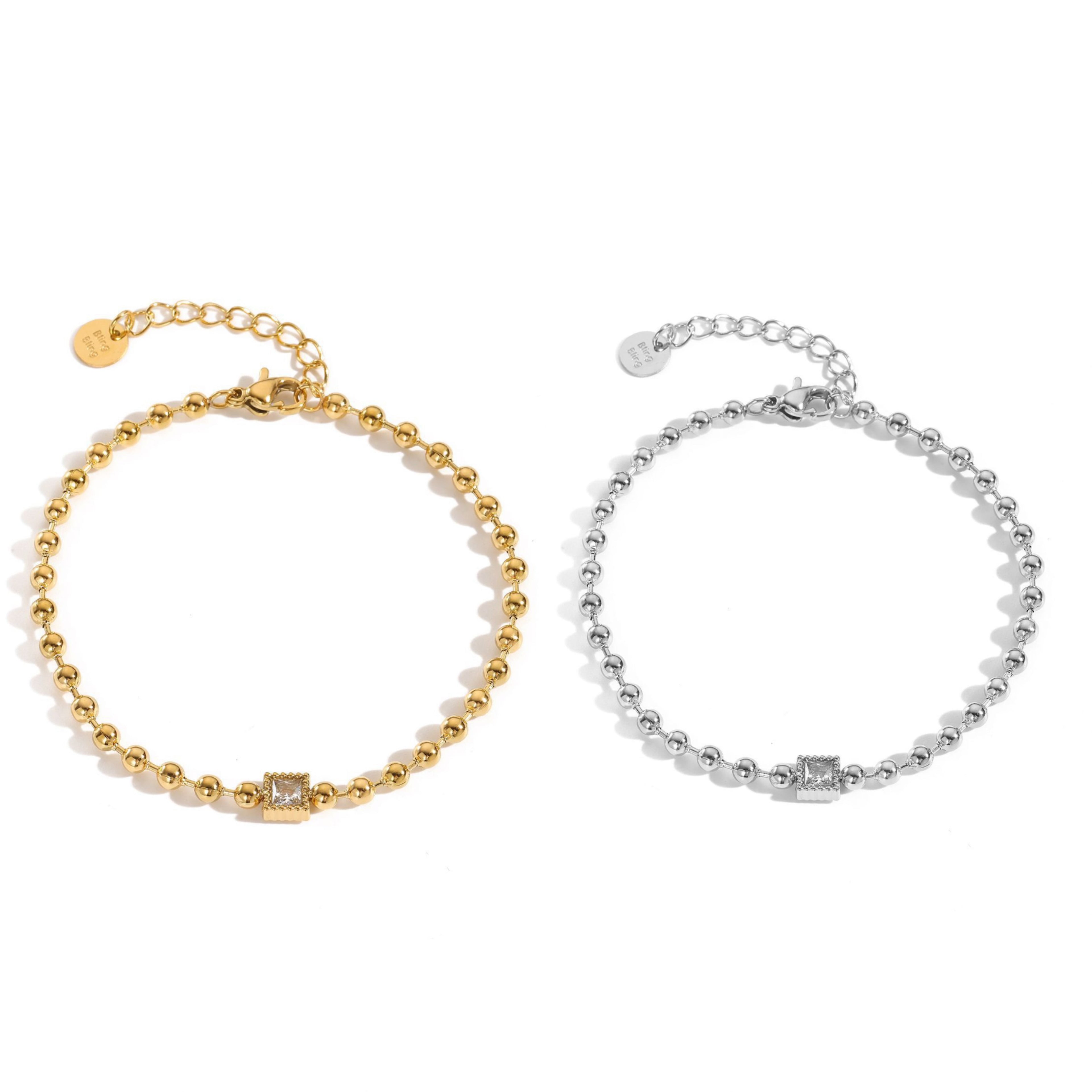 Bracciale a sfere zircone quadrato