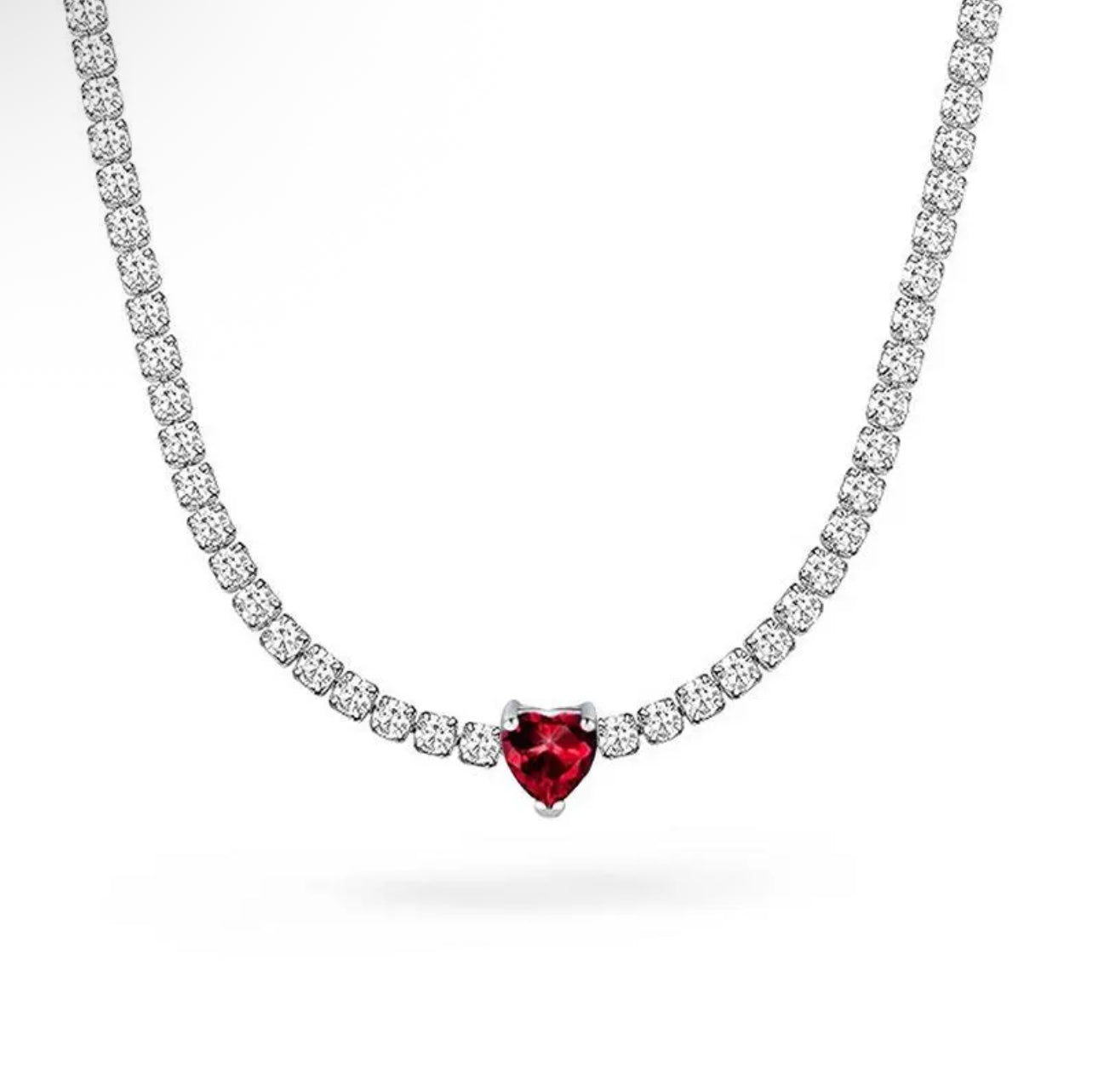 Collana tennis cuore con cursore