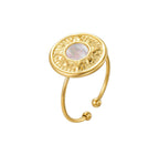 Anello aperto-medaglia con madreperla