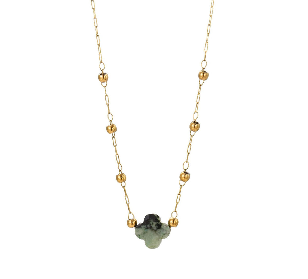 Collana pietra naturale - Quadrifoglio