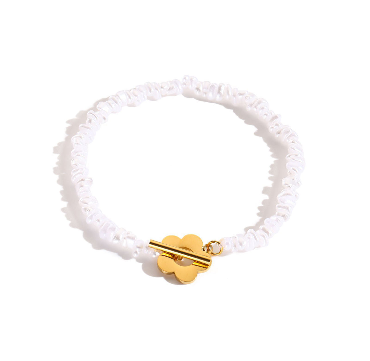 STOP&GO-Bracciale a perle fiore e barra