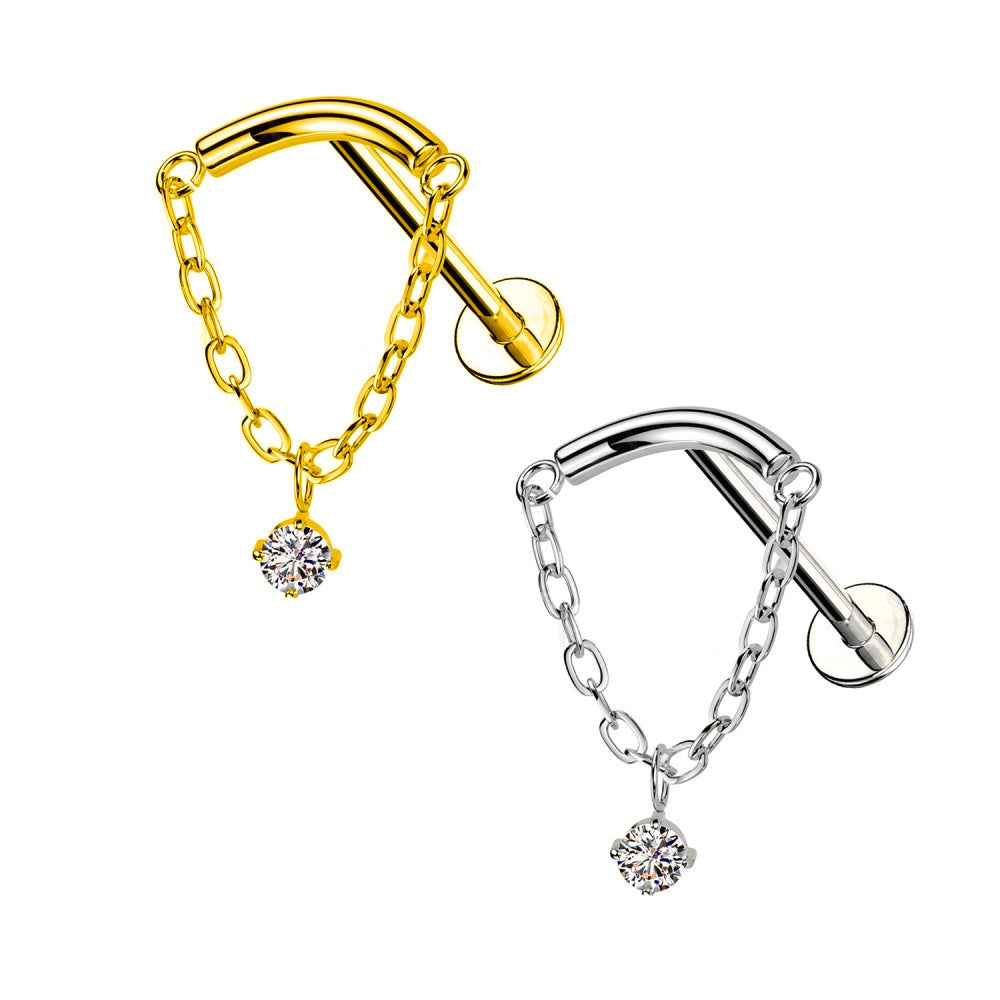 Piercing Catena e Zircone Pendente