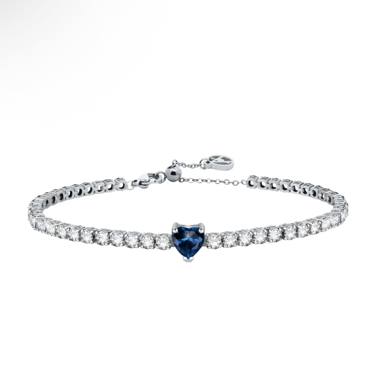 Bracciale tennis cuore con cursore