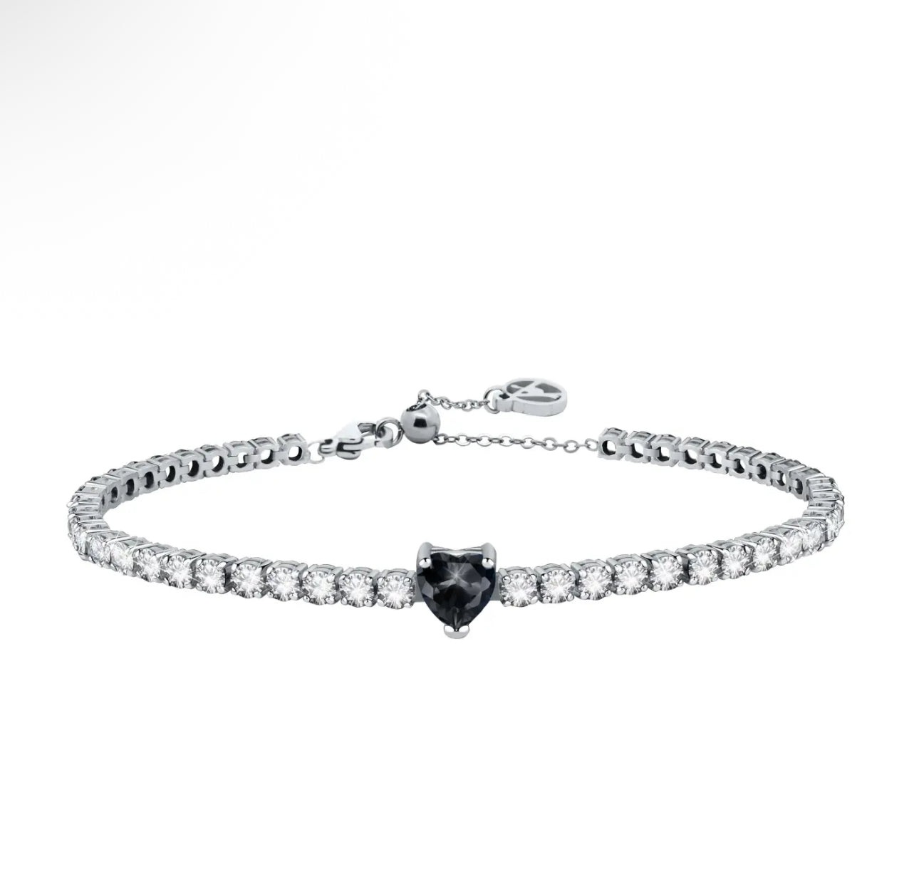 Bracciale tennis cuore con cursore