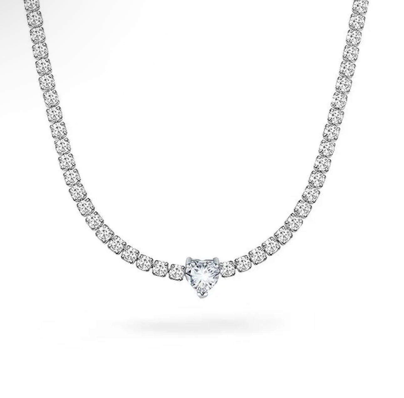 Collana tennis cuore con cursore