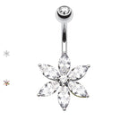 Piercing Ombelico Fiore Zircone
