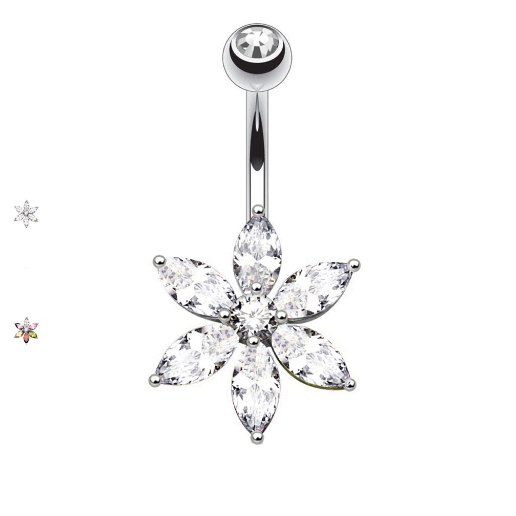 Piercing Ombelico Fiore Zircone