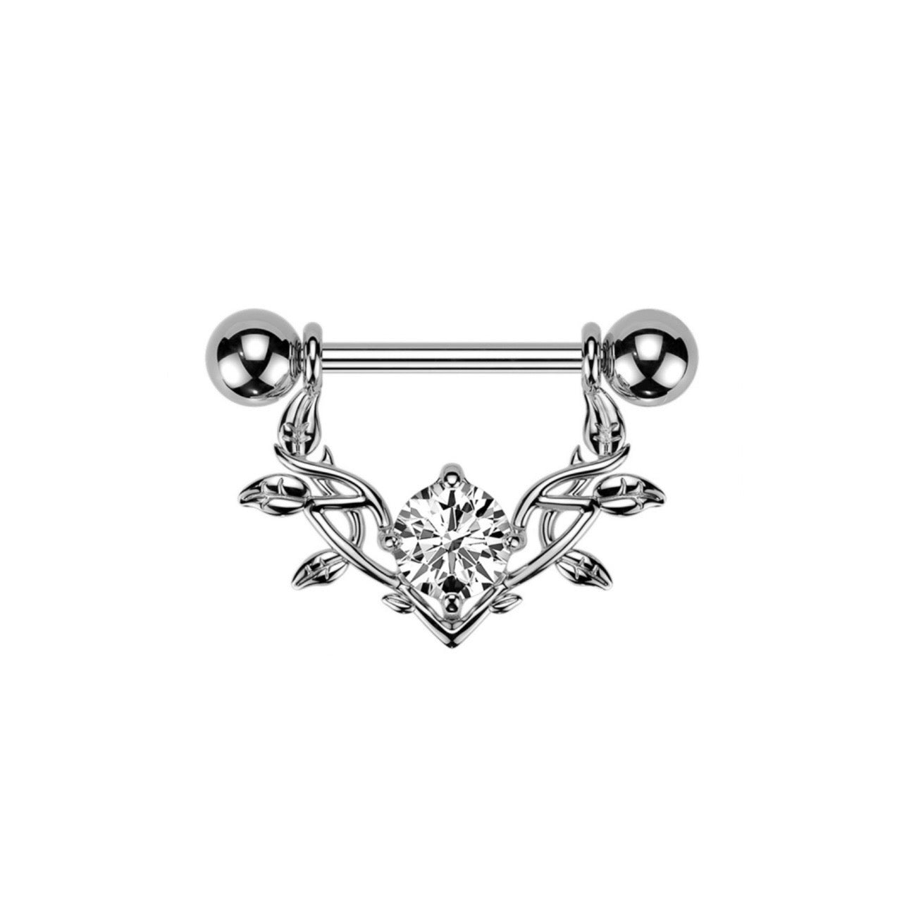 Piercing Nipple Rami Spinati con Zircone