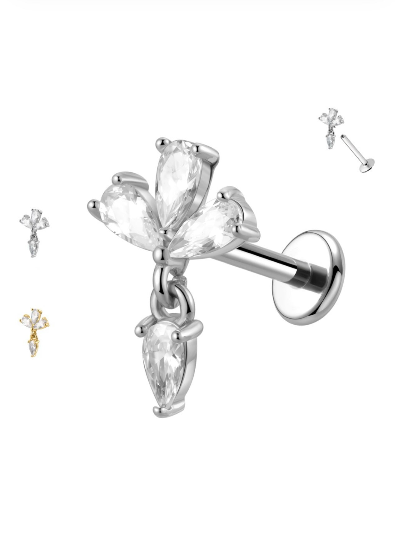 Piercing Fiore Pendente a Goccia