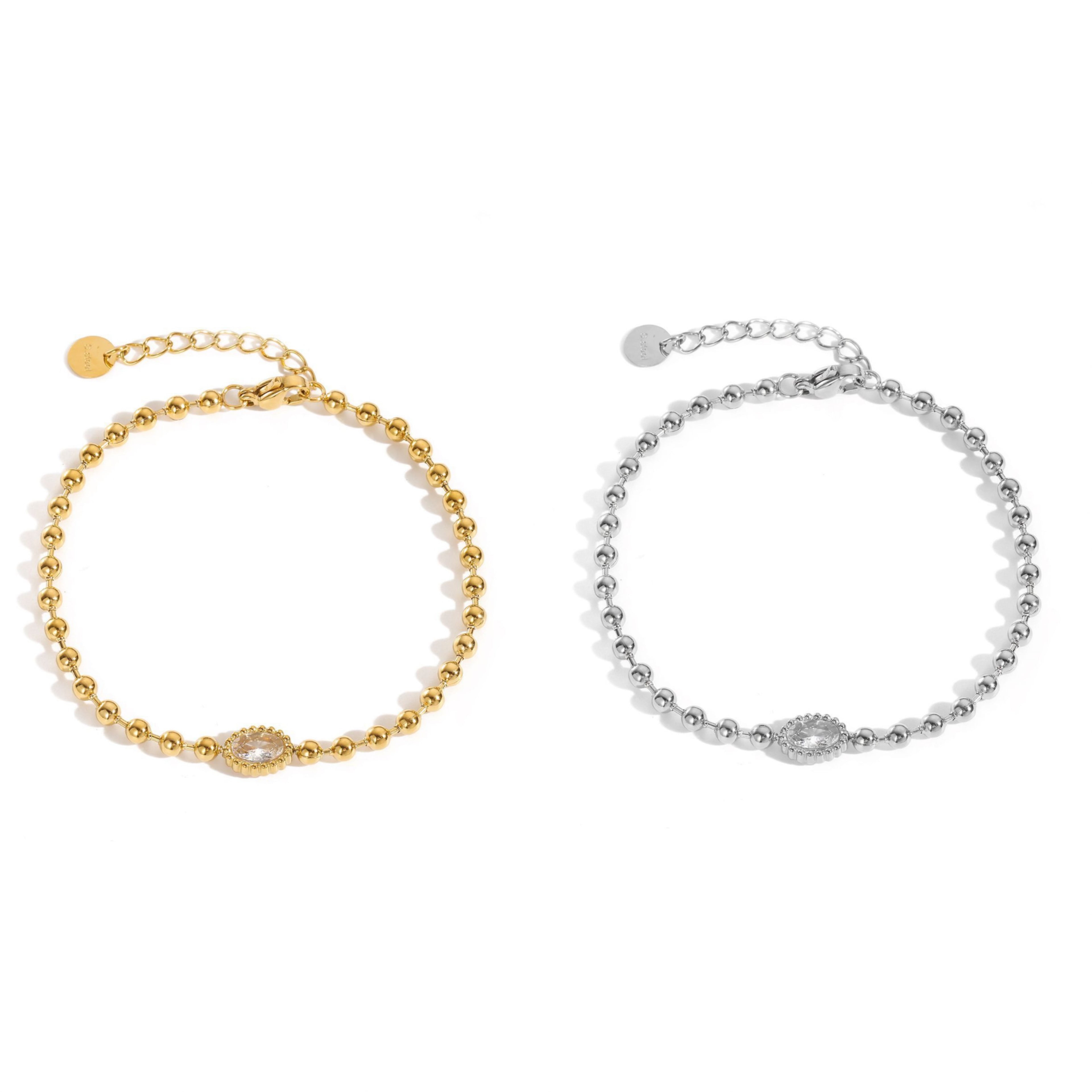 Bracciale a sfere zircone ovale