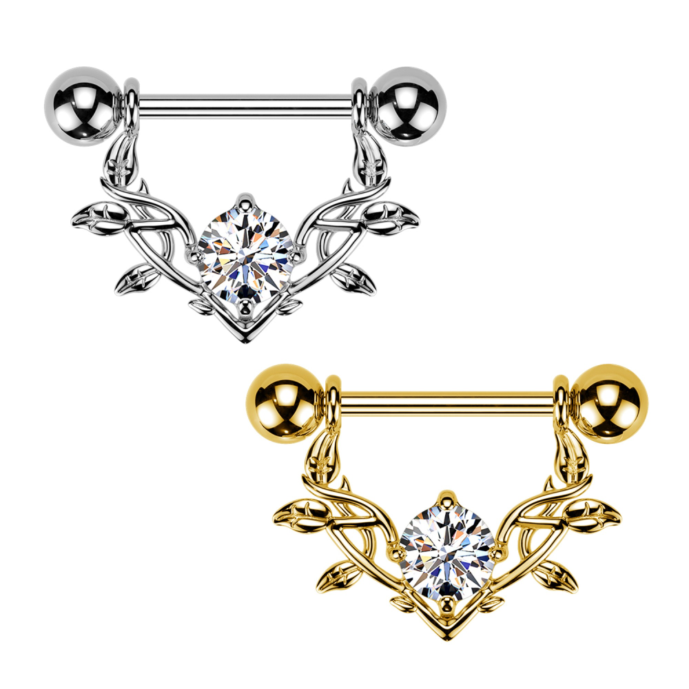 Piercing Nipple Rami Spinati con Zircone