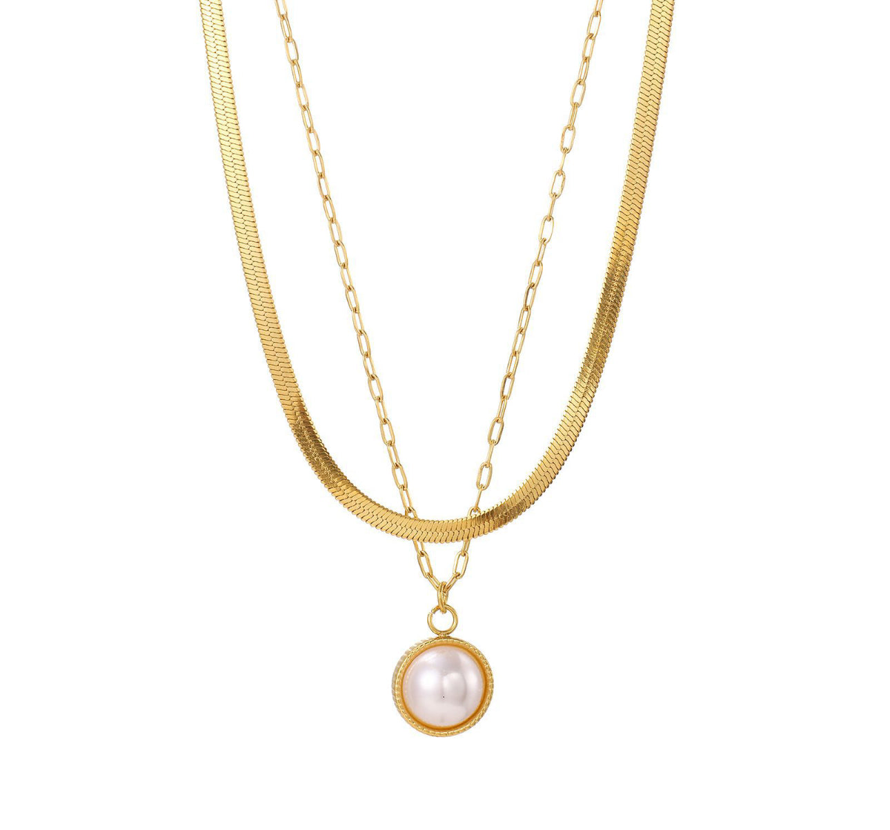 STOP&GO-Collana doppia snake e Perla