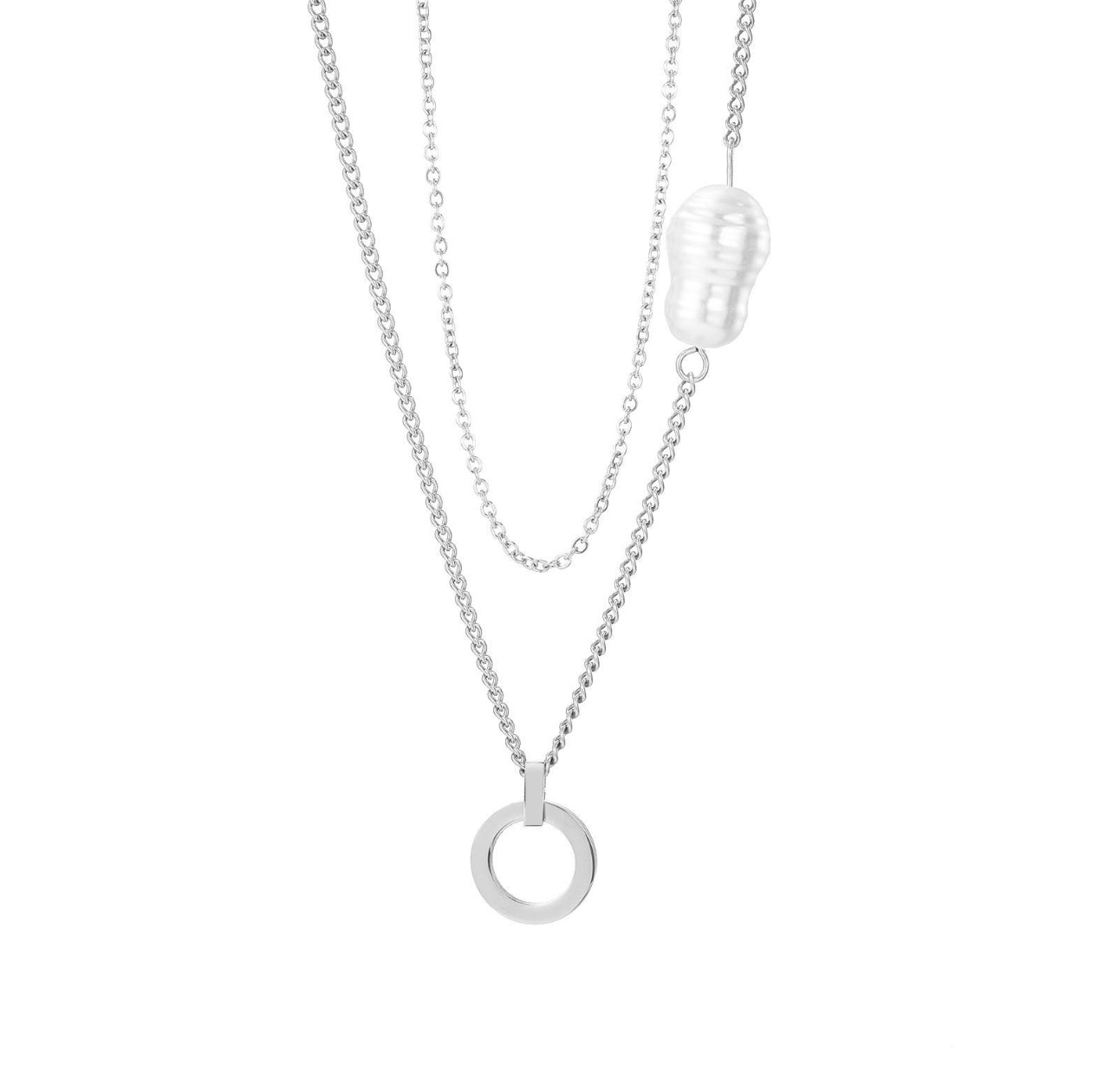 STOP&GO-Collana doppia perla irregolare