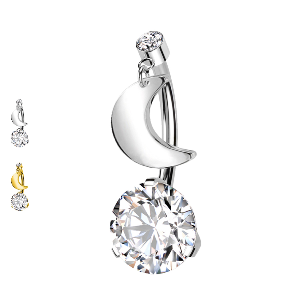 Piercing Ombelico Luna e Zircone