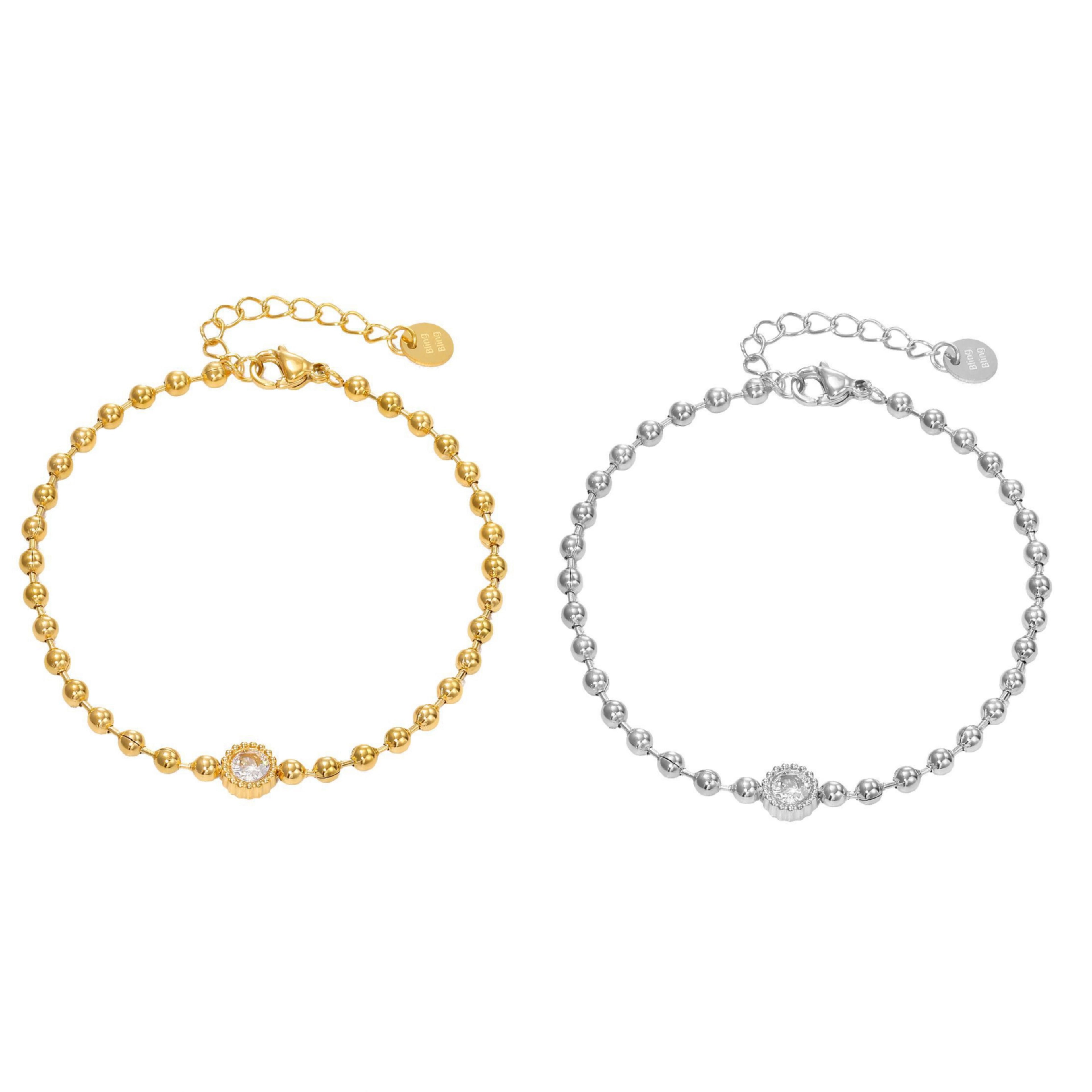 Bracciale a sfere zircone cerchio