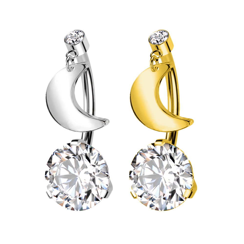 Piercing Ombelico Luna e Zircone