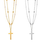 STOP&GO-Collana doppia croce e perla