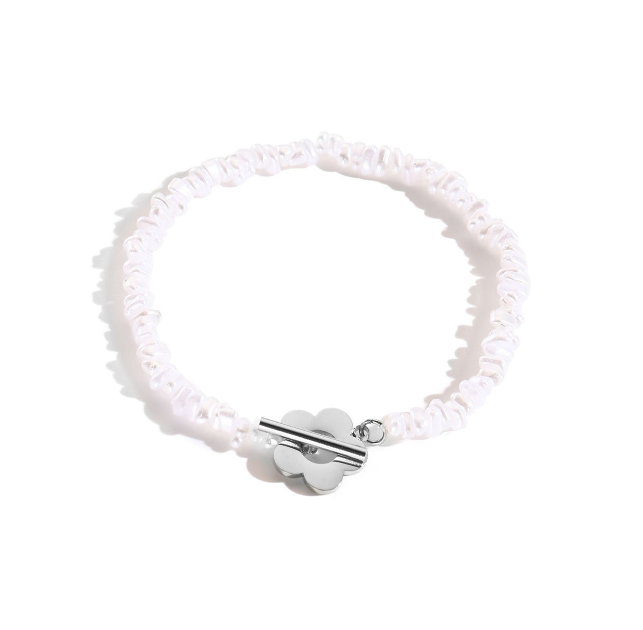 STOP&GO-Bracciale a perle fiore e barra