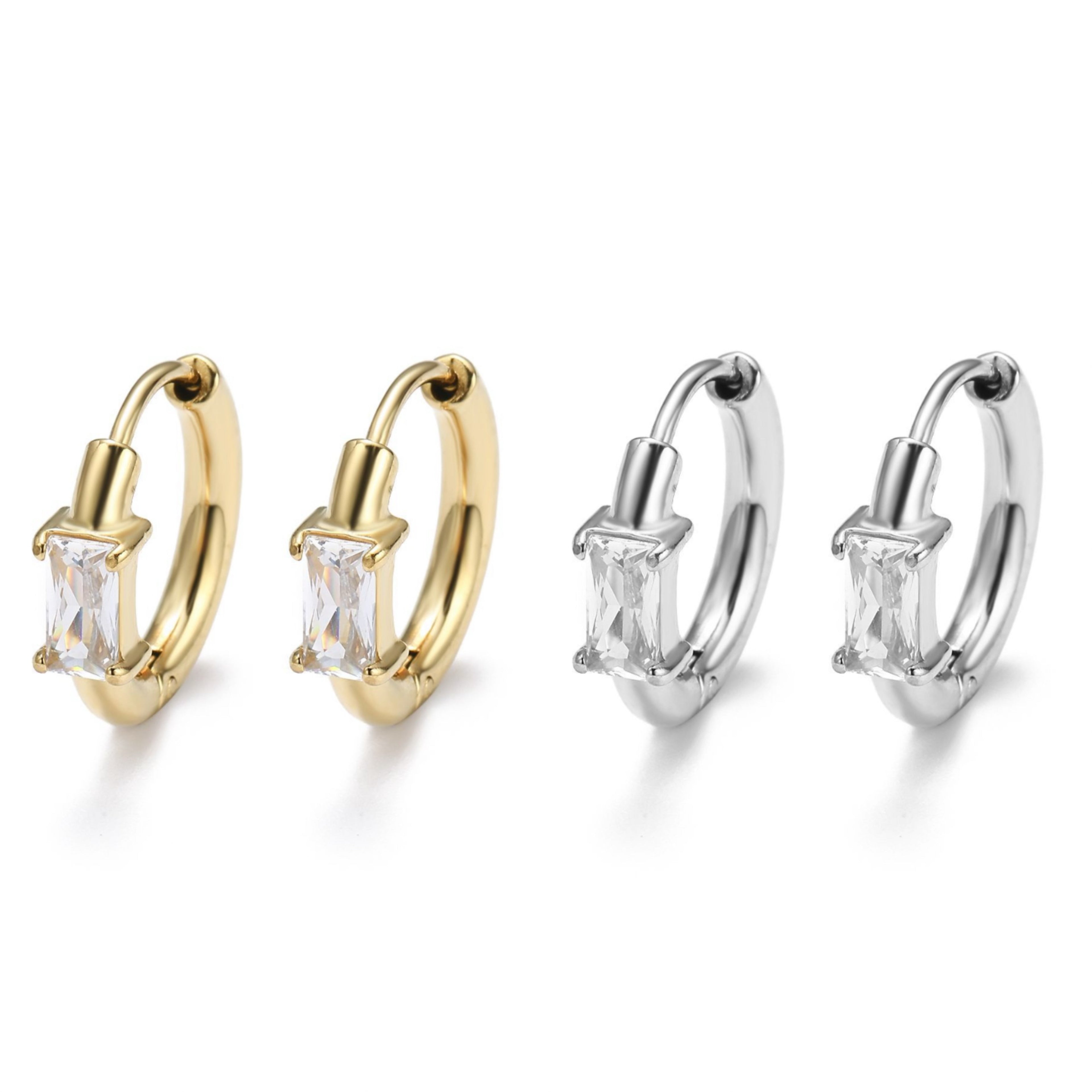 Orecchini Hoop Mono-Baguette