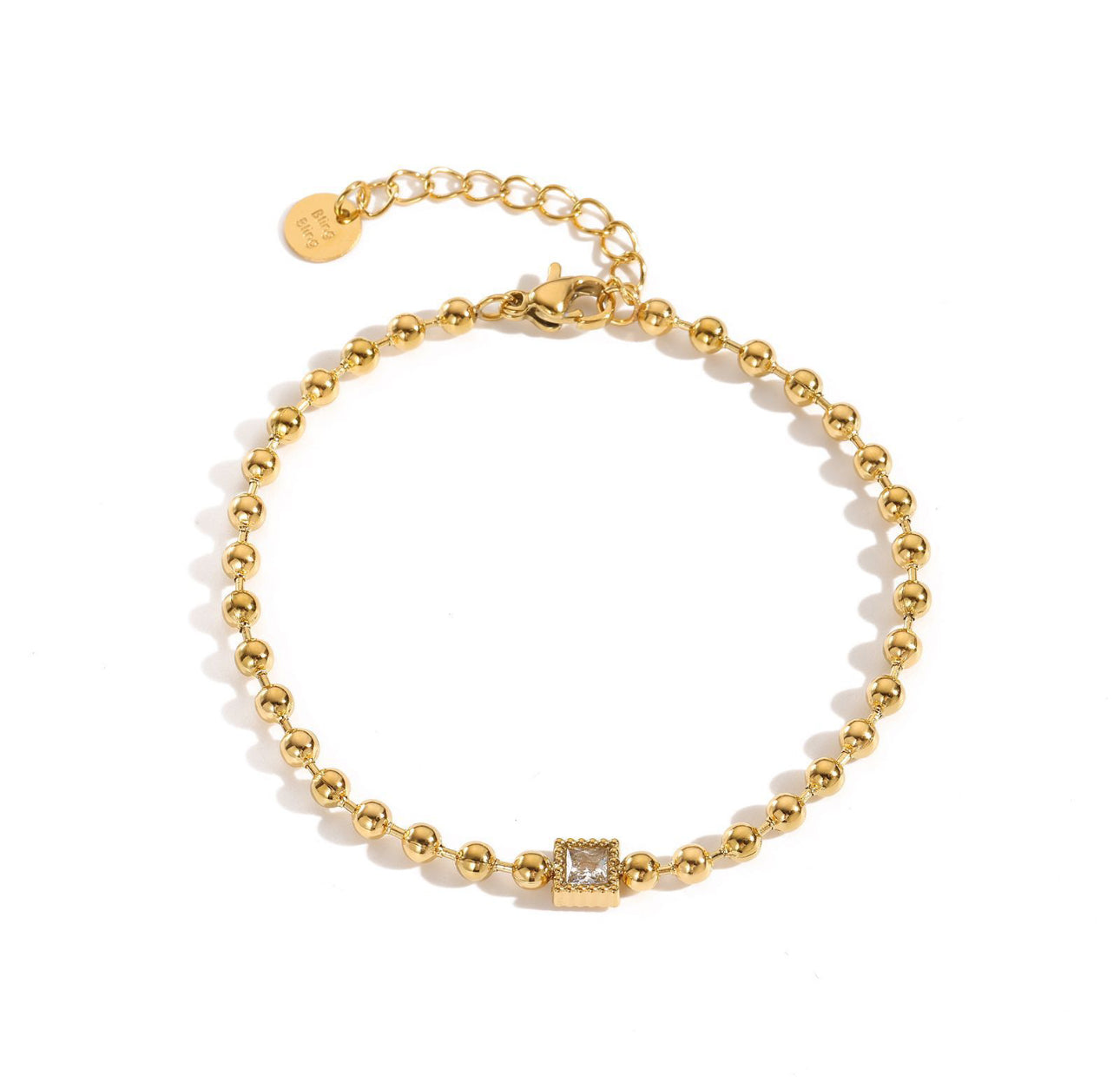 Bracciale a sfere zircone quadrato