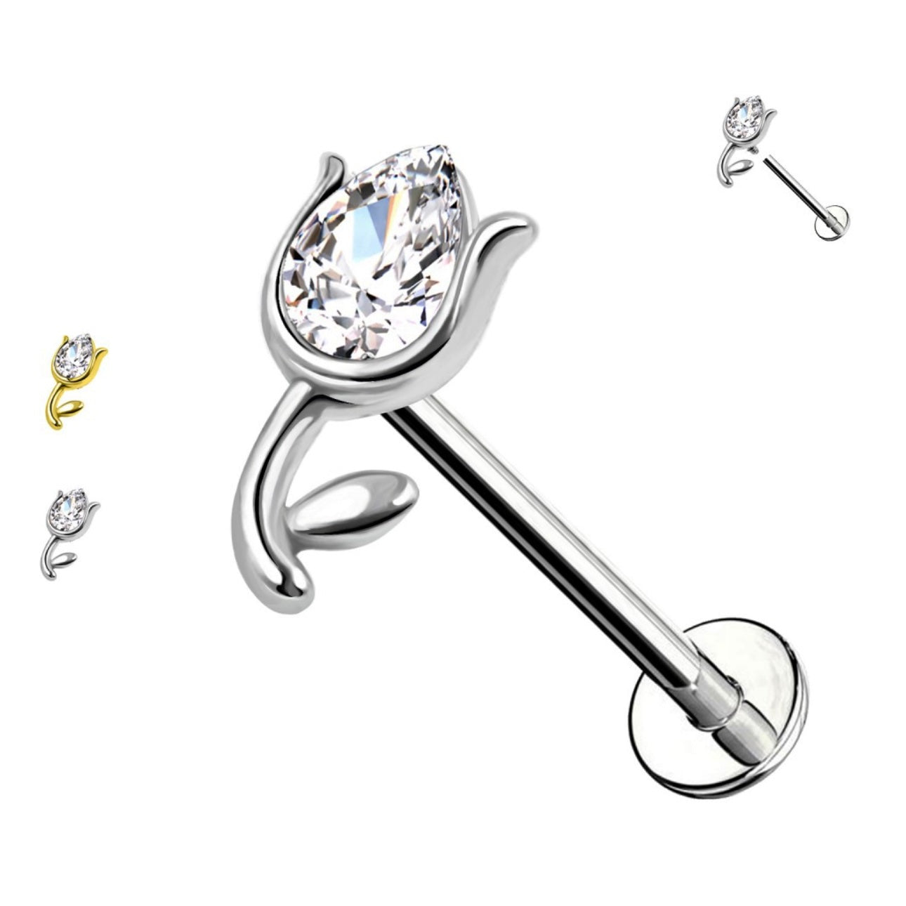 Piercing Tulipano con zirconia