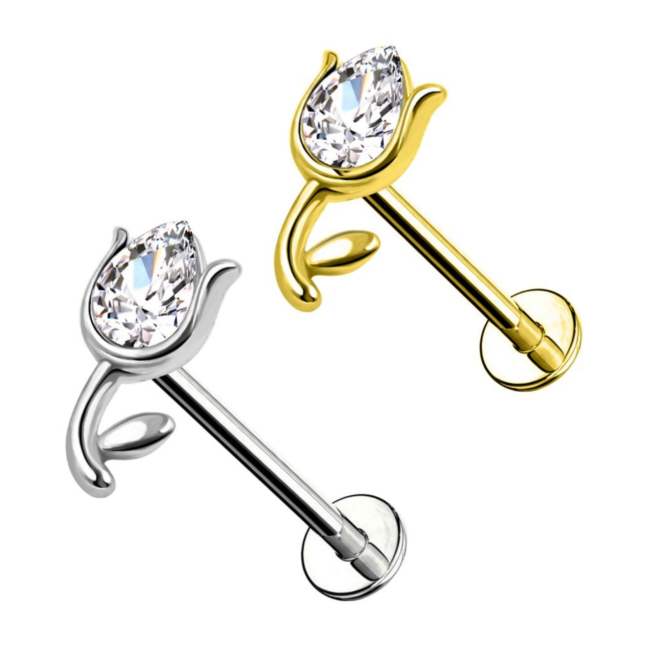 Piercing Tulipano con zirconia