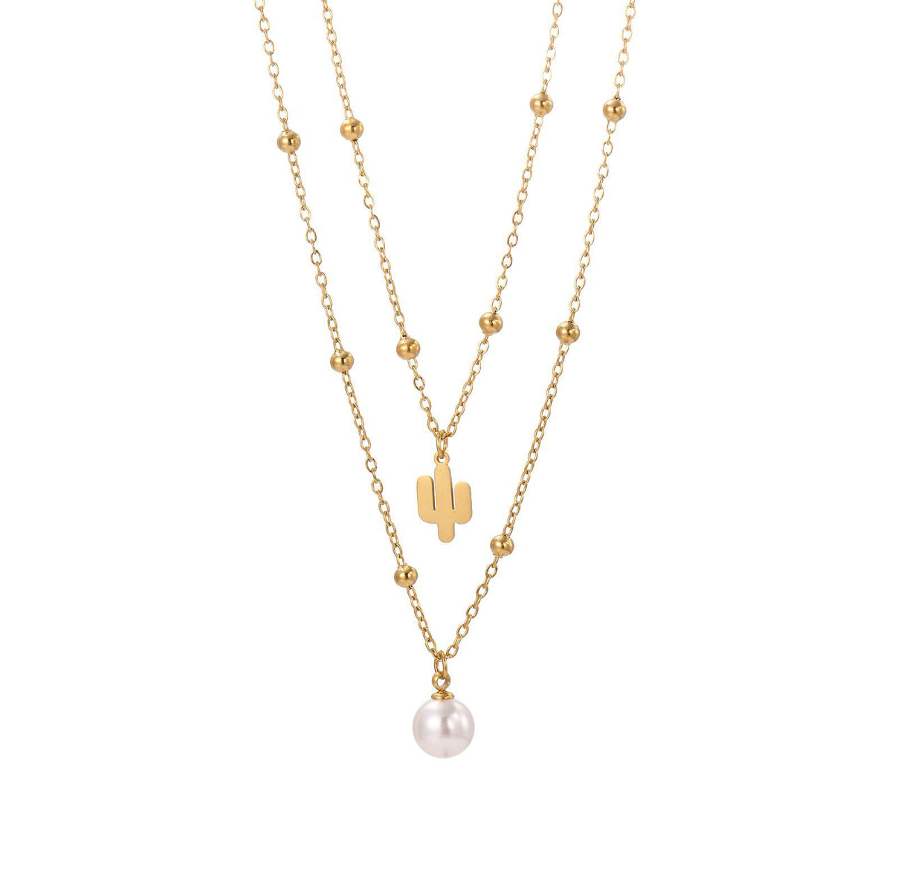 STOP&GO-Collana doppia cactus e perla