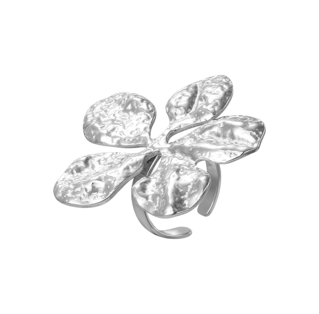Anello petalo martellato