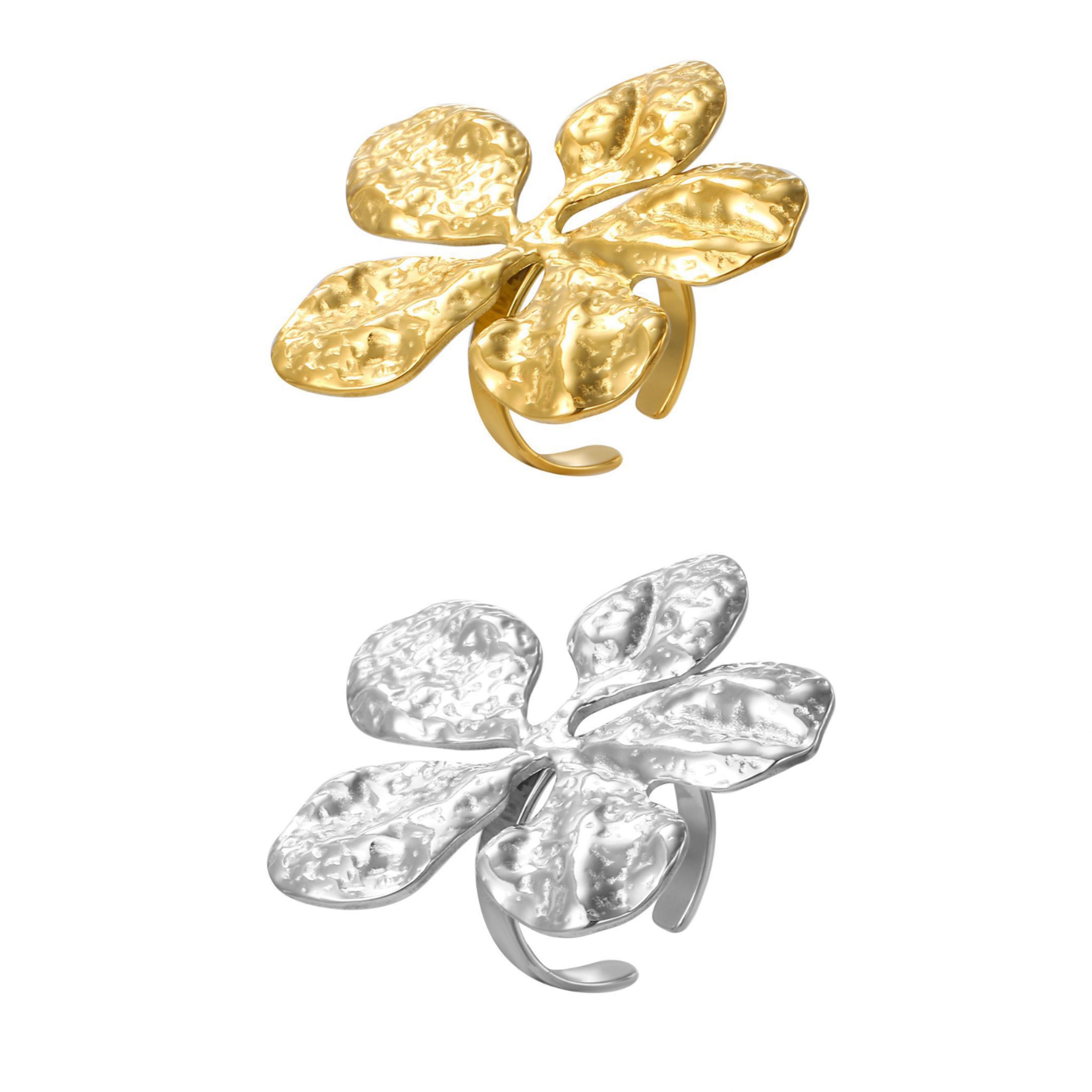 Anello petalo martellato