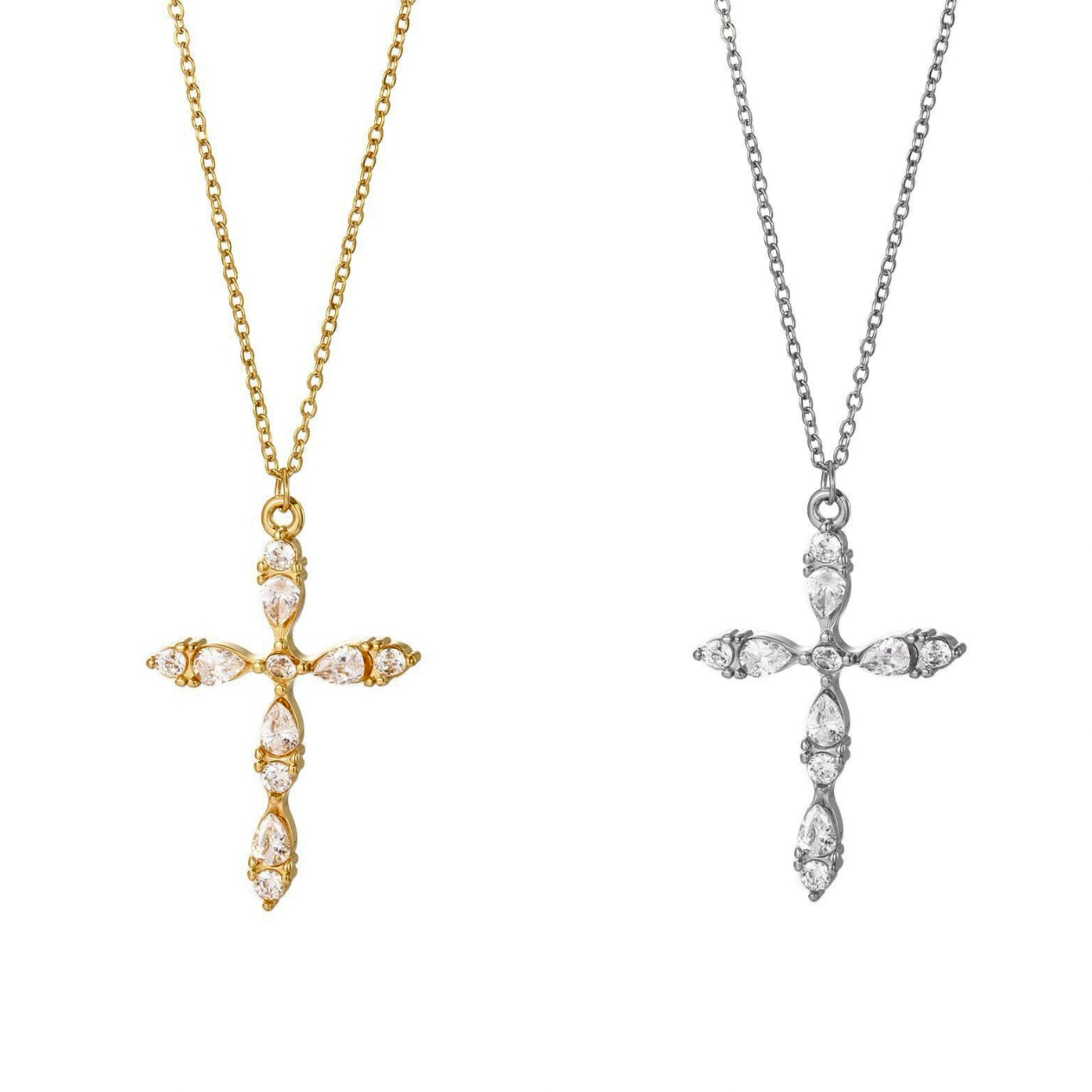 Collana Croce Zircone Ovale