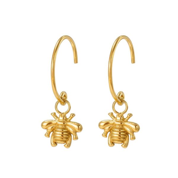 Orecchini a Cerchio con Pendente a Forma di Ape