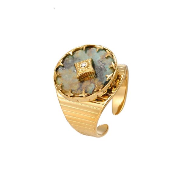 Anello Placcato Oro 18K con Pietra Naturale
