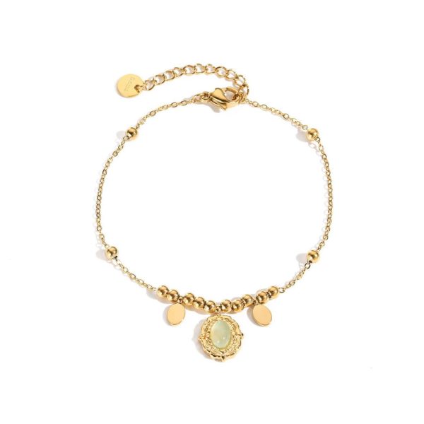 Braccialetto Placcato Oro con Pendente in Pietra Naturale